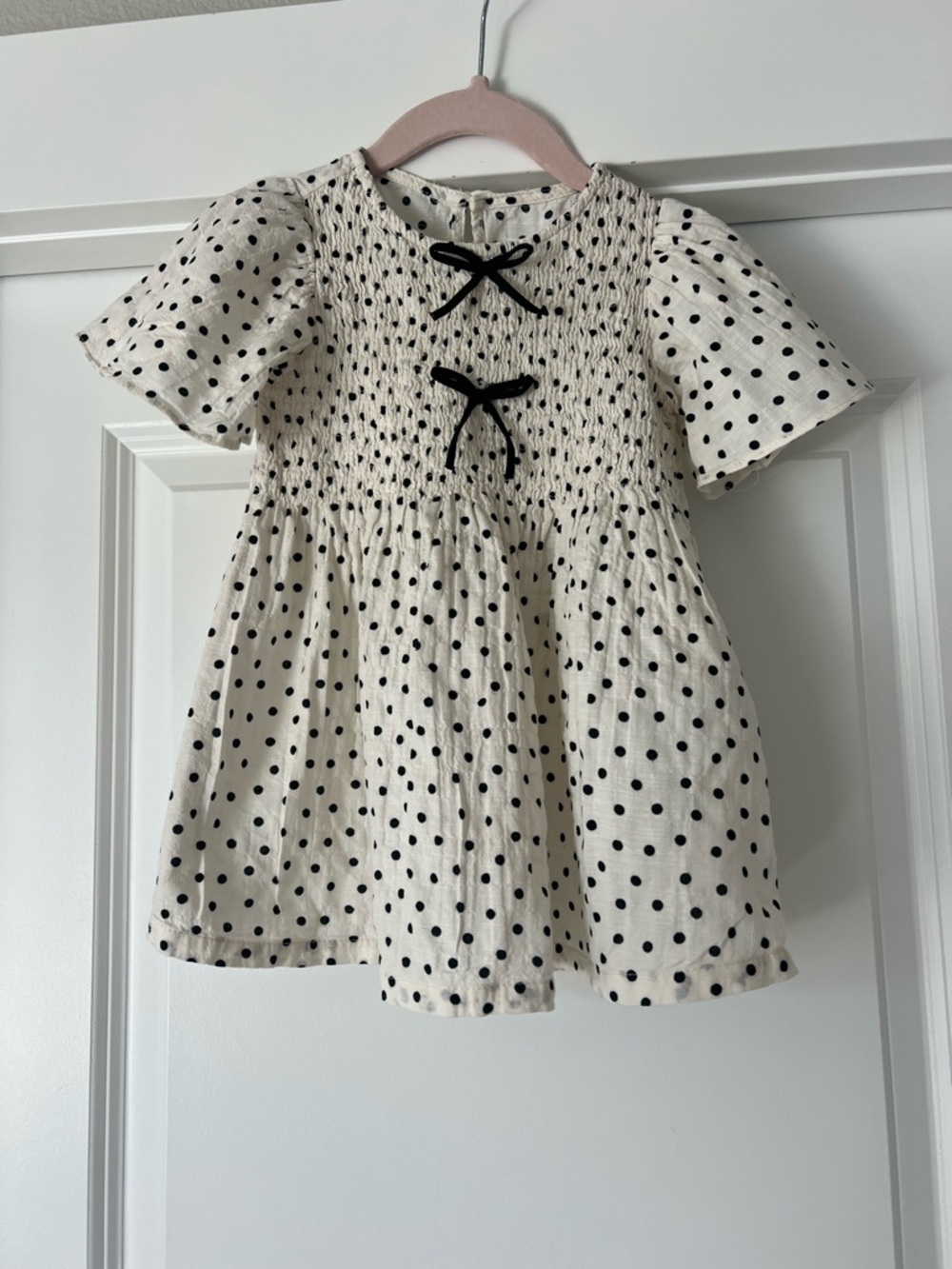 Zara Polka Dot Toddler Girl Bow Detail Dress Size 1 1/2